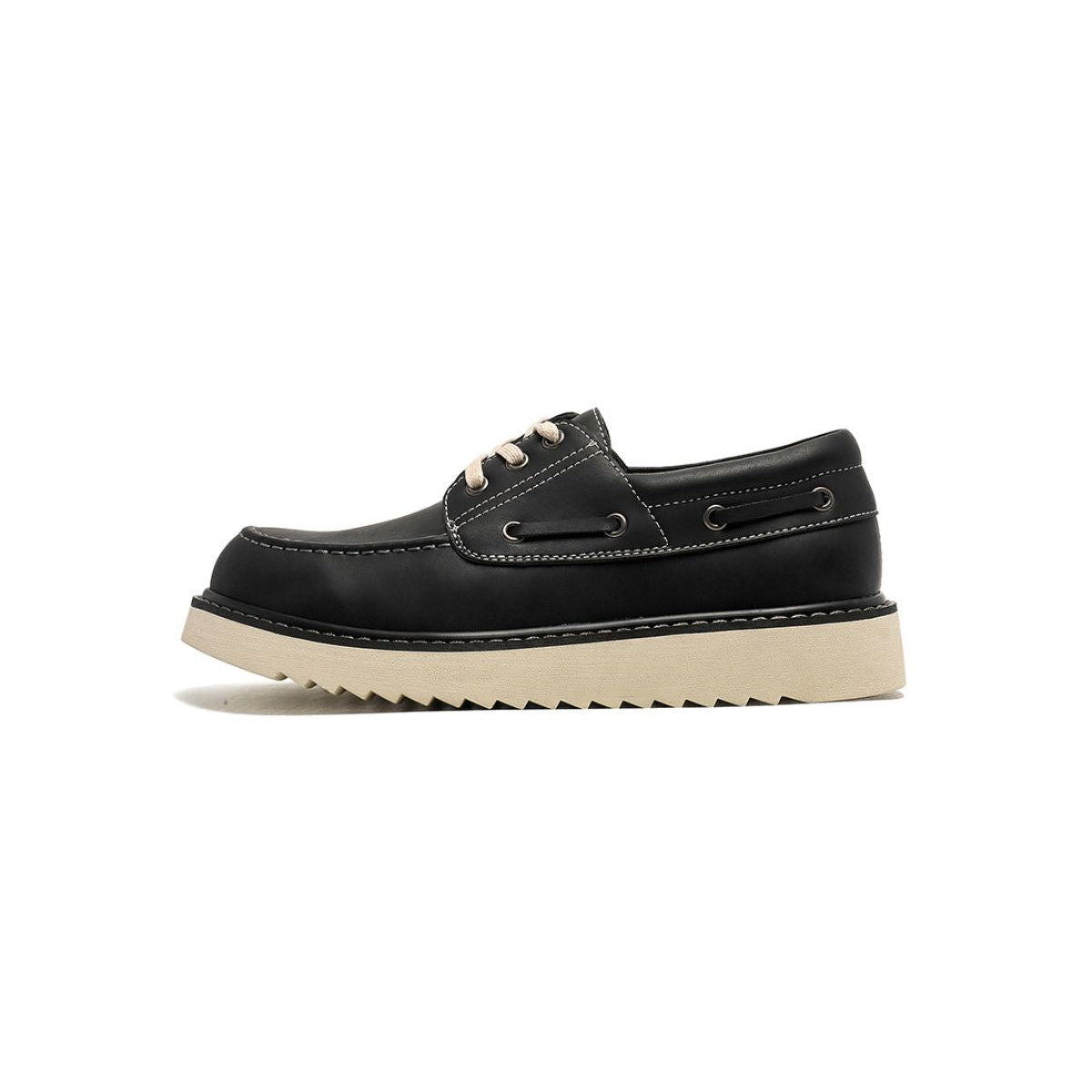 Moc-Toe Leather Boat Shoes with Chunky Sole