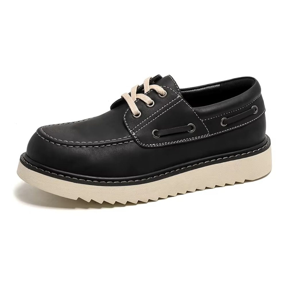 Moc-Toe Leather Boat Shoes with Chunky Sole