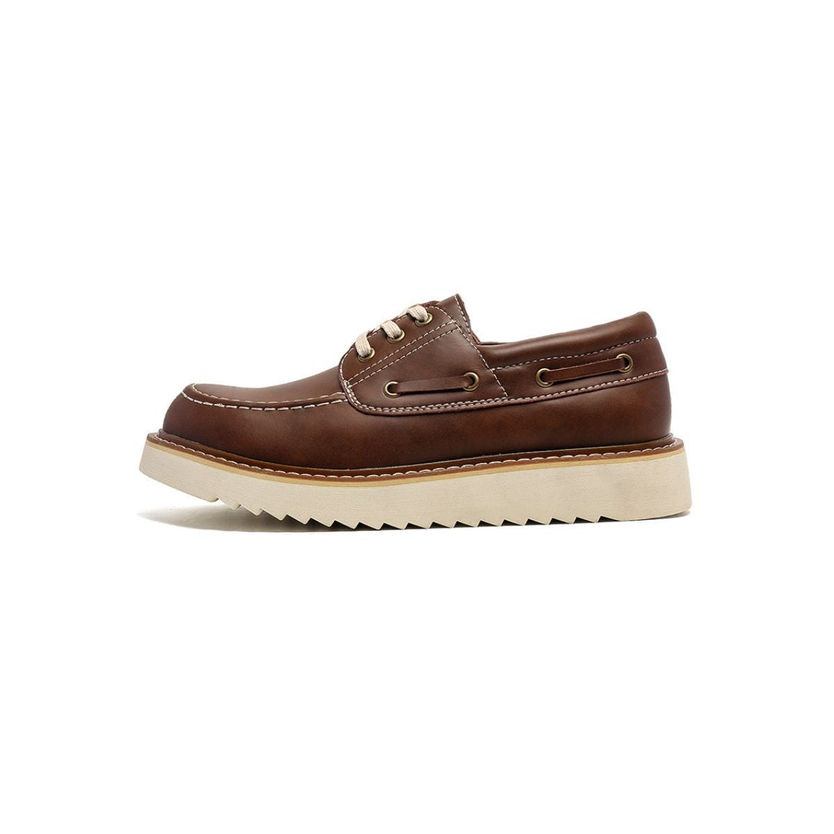 Moc-Toe Leather Boat Shoes with Chunky Sole