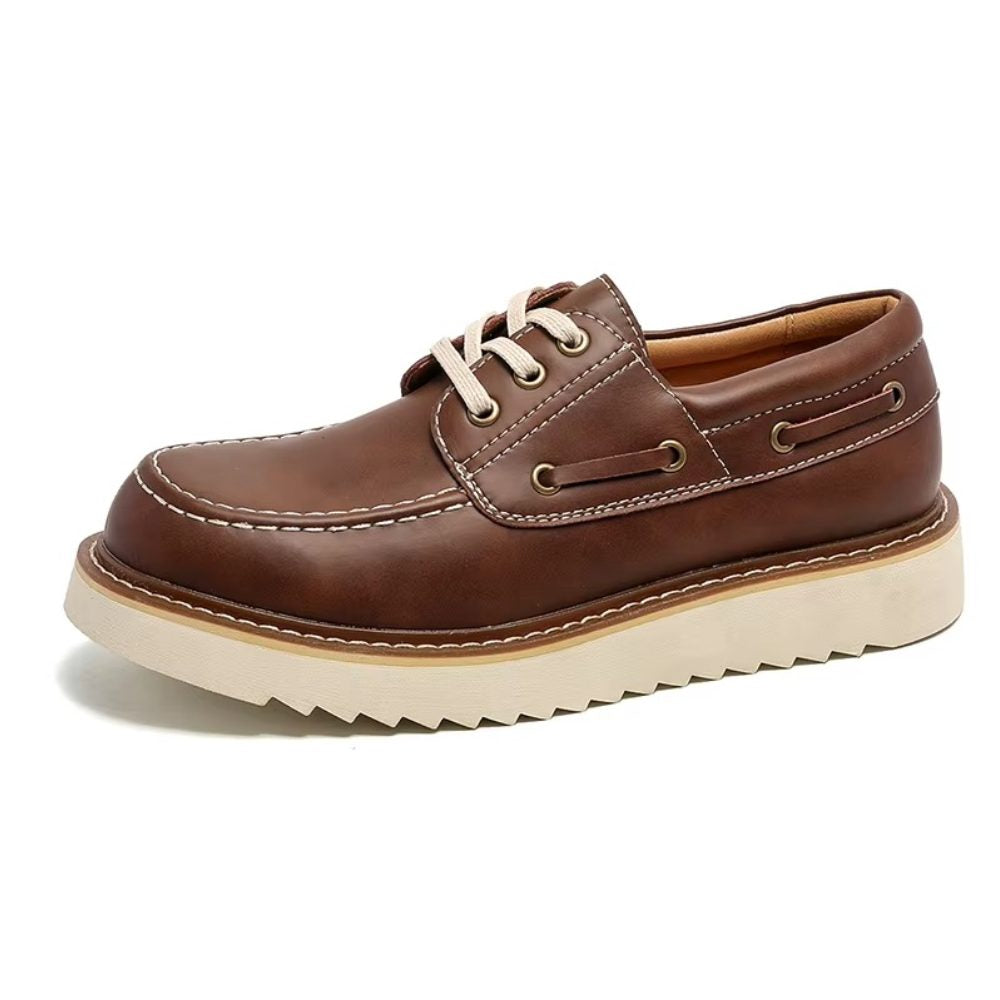 Moc-Toe Leather Boat Shoes with Chunky Sole