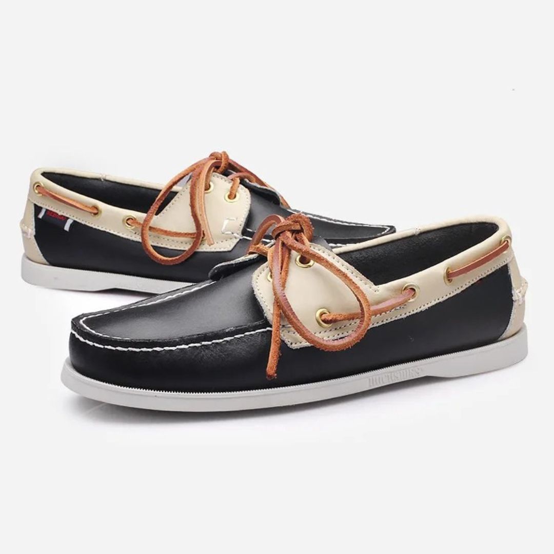 Two-Tone Leather Boat Shoes