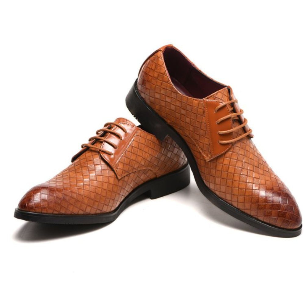 Woven Leather Oxford Dress Shoes