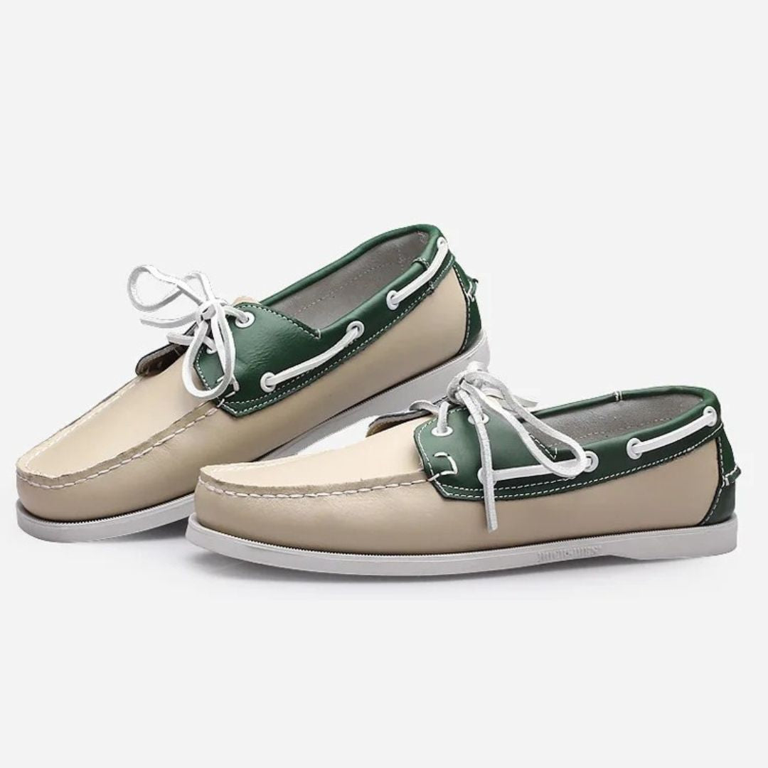 Two-Tone Leather Boat Shoes
