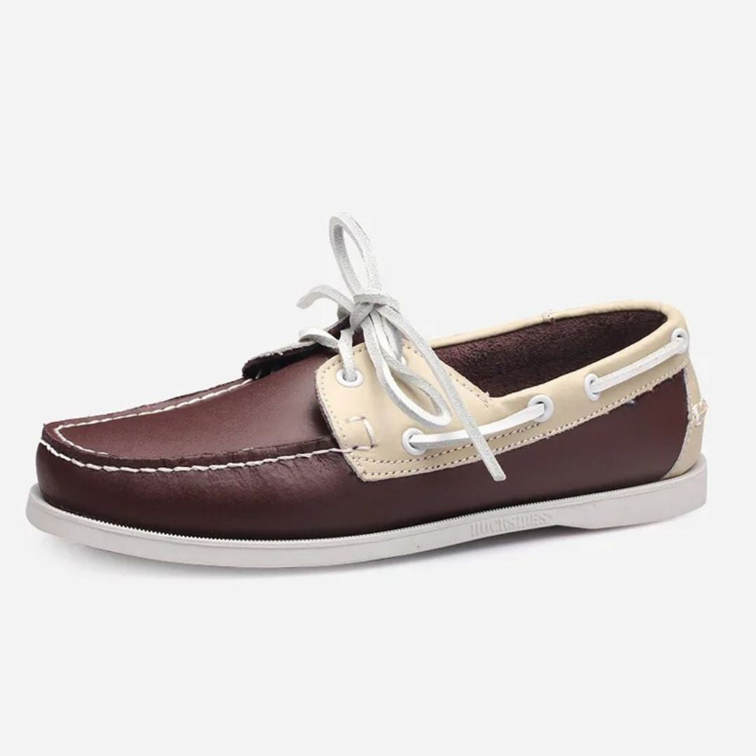 Two-Tone Leather Boat Shoes