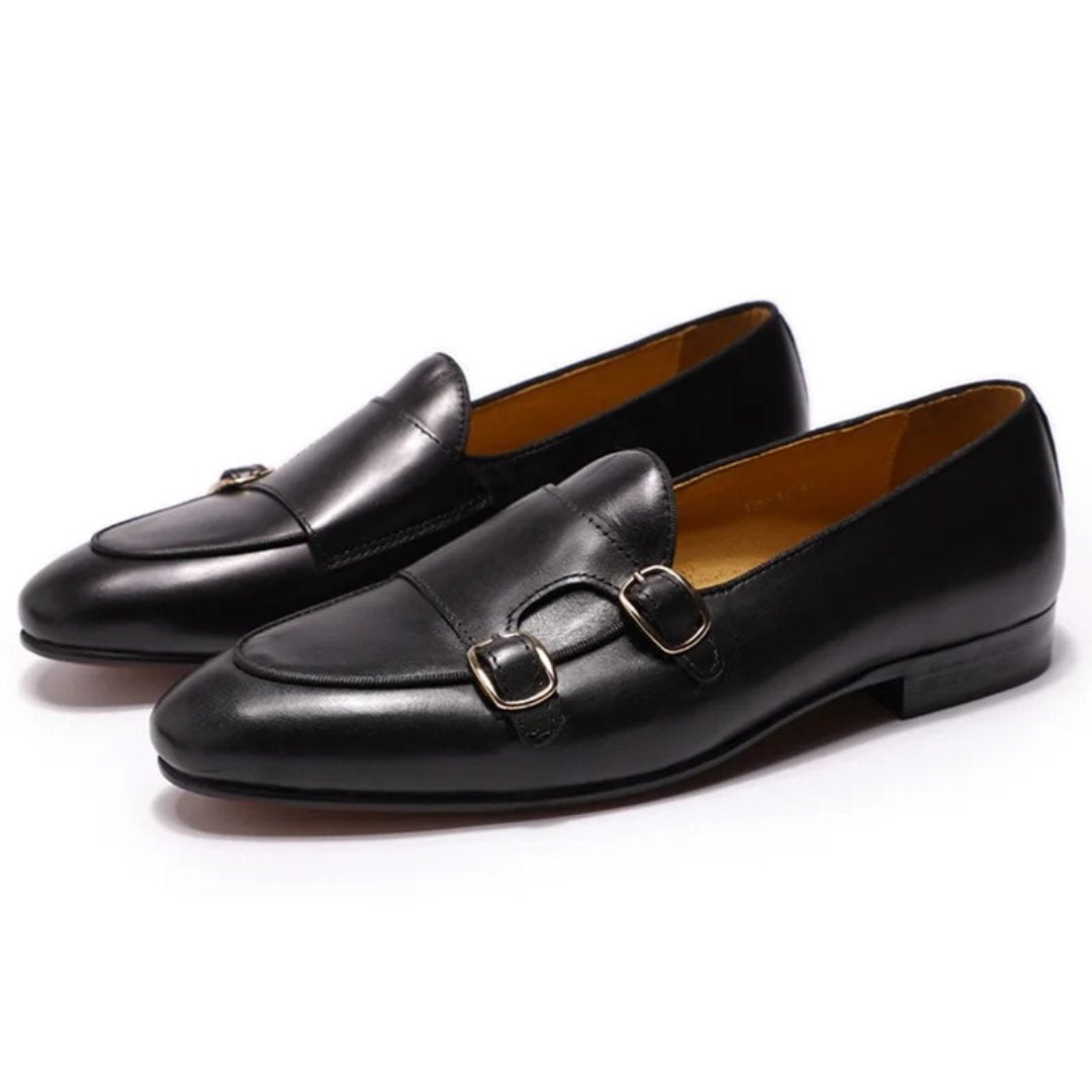 Vintage Leather Monk Strap Loafers