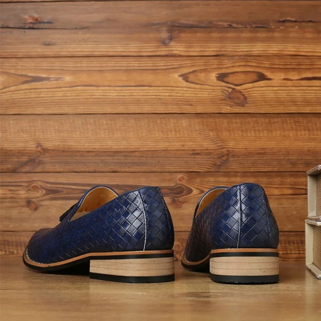 Classic Braided Leather Loafers with Tassel