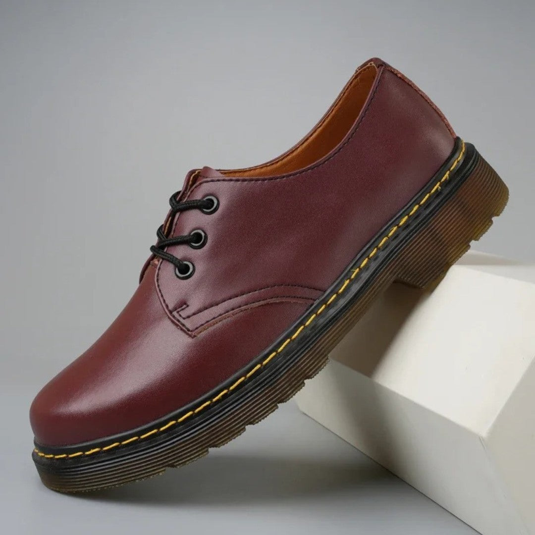 Chunky Casual Derby Shoes with Yellow Stitching