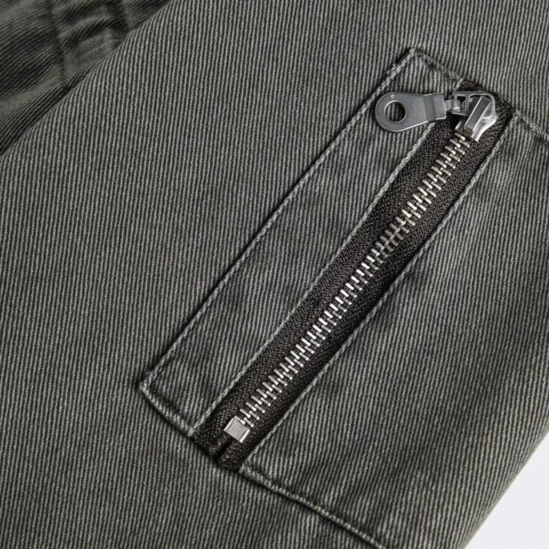 Washed Workwear Jacket With Stand Collar and Oversized Pockets