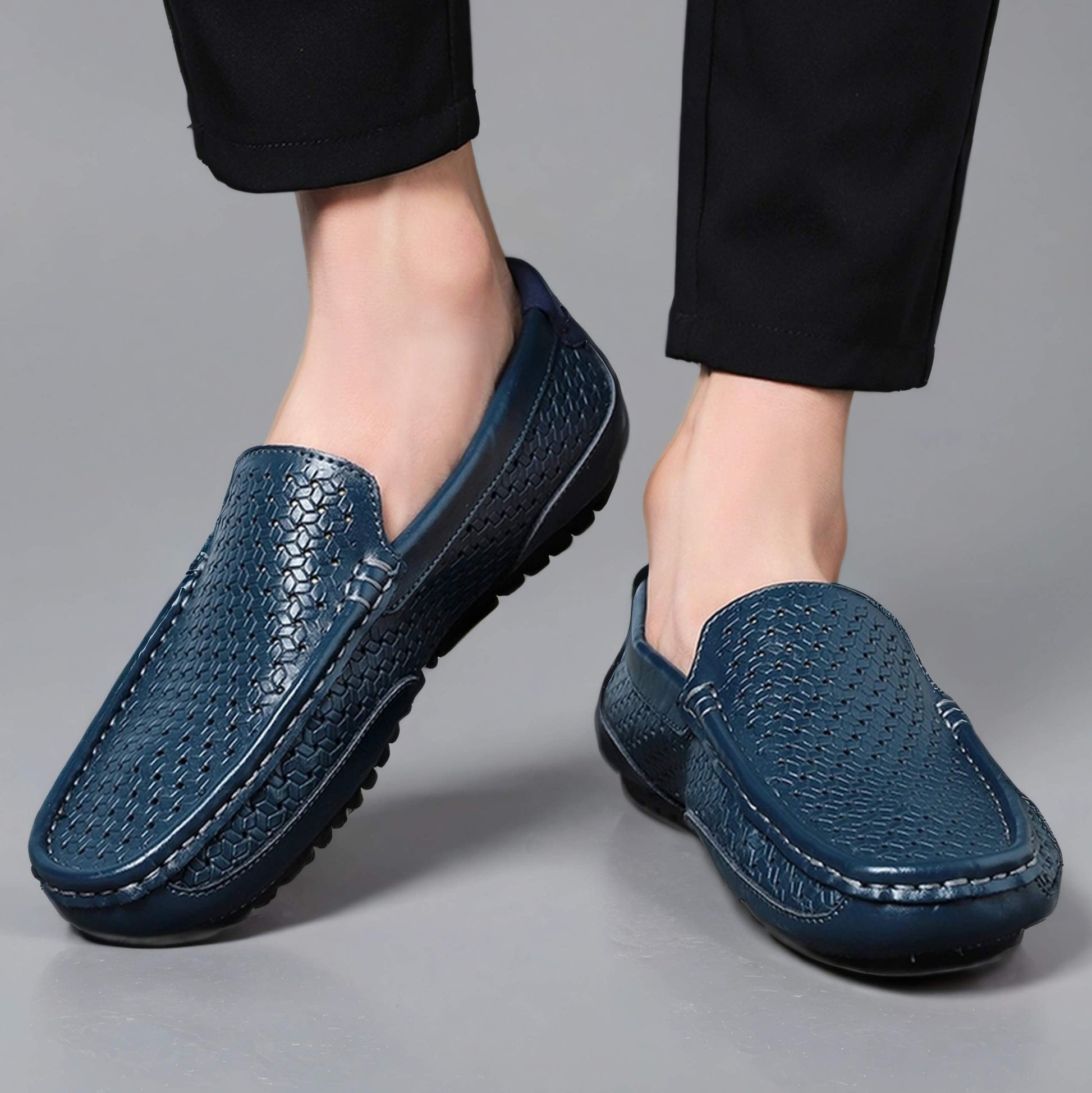 Woven Leather Moccasin Loafers