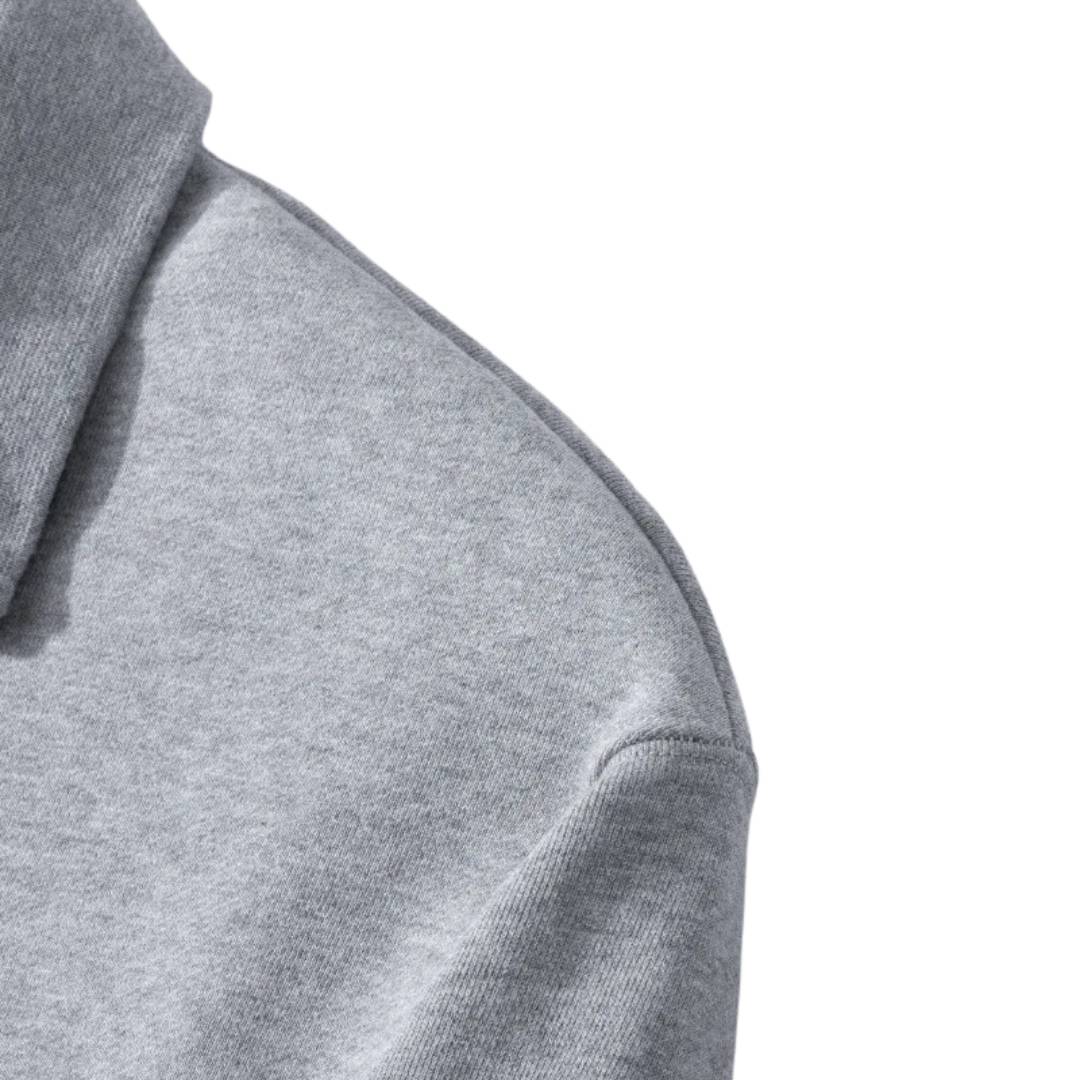 High-Collar Quarter-Zip Heavy Cotton Sweatshirt