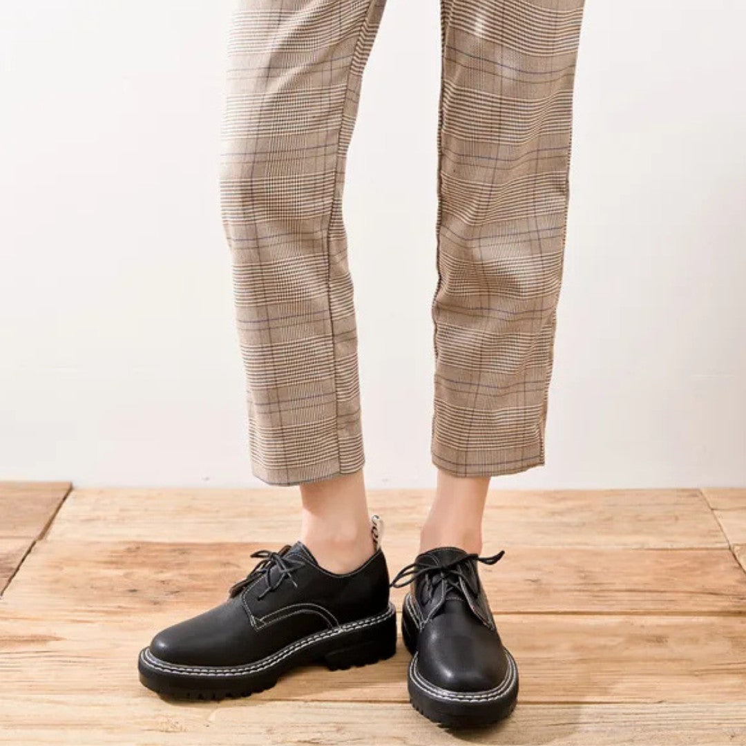Leather Lace-Up Derby Shoes with Chunky Sole