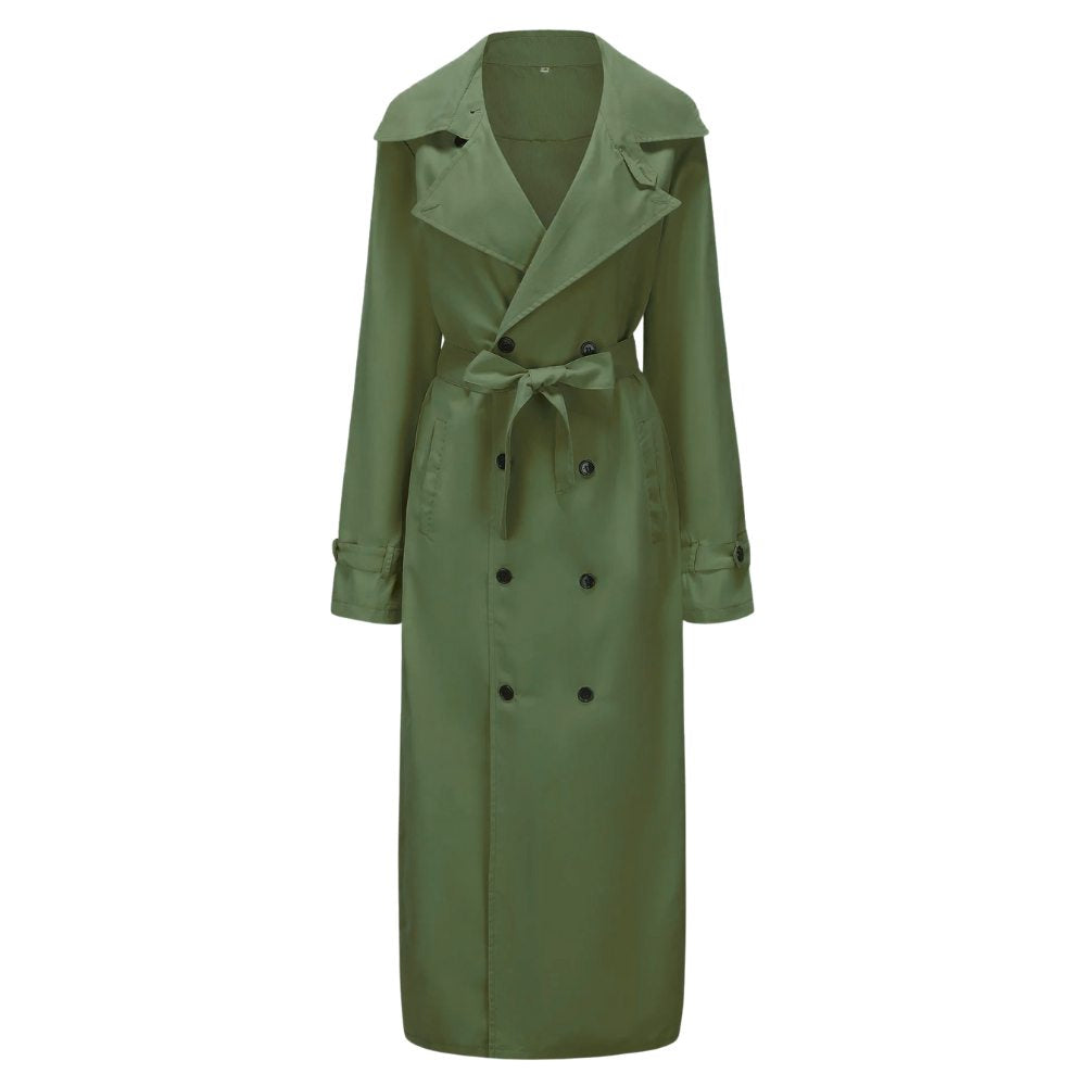 Long Lightweight Button Trench Coat with Belt