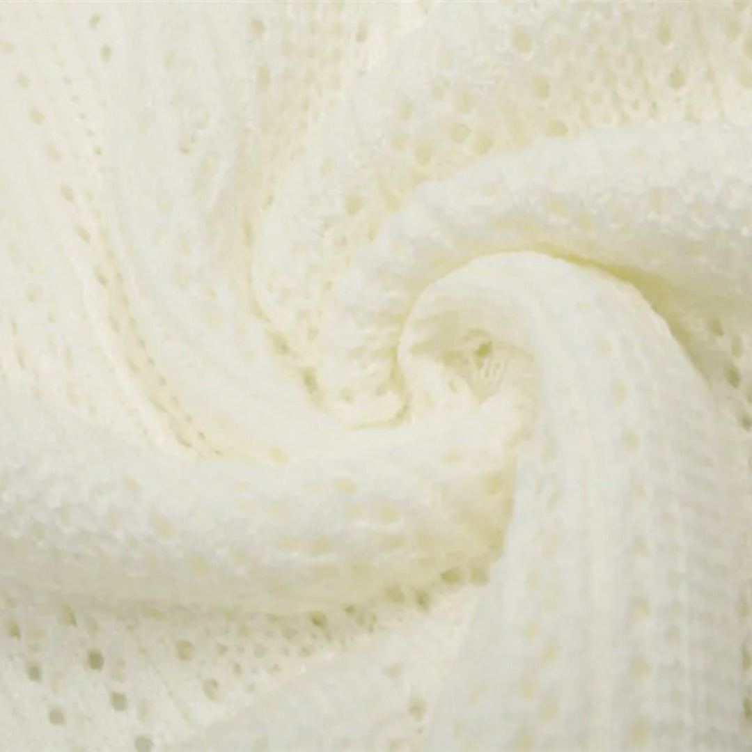 Short-Sleeve Crochet Knit Polo Shirt