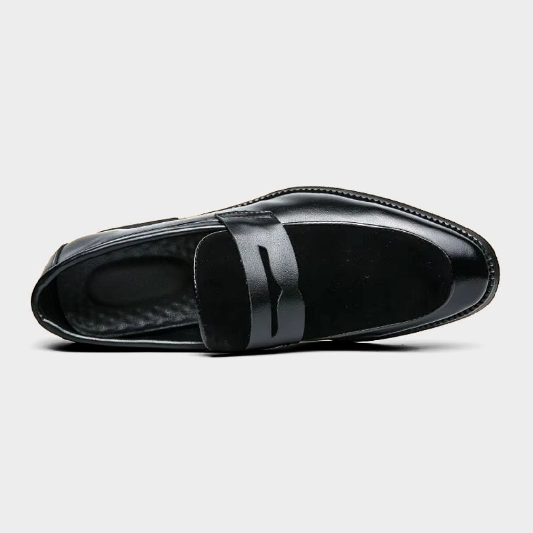 Classic Leather Penny Loafers with Suede Vamp Detail