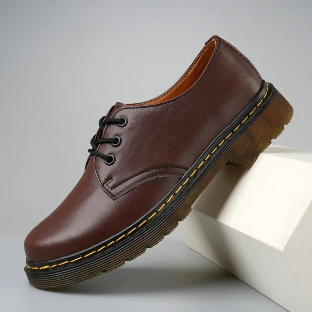 Chunky Casual Derby Shoes with Yellow Stitching