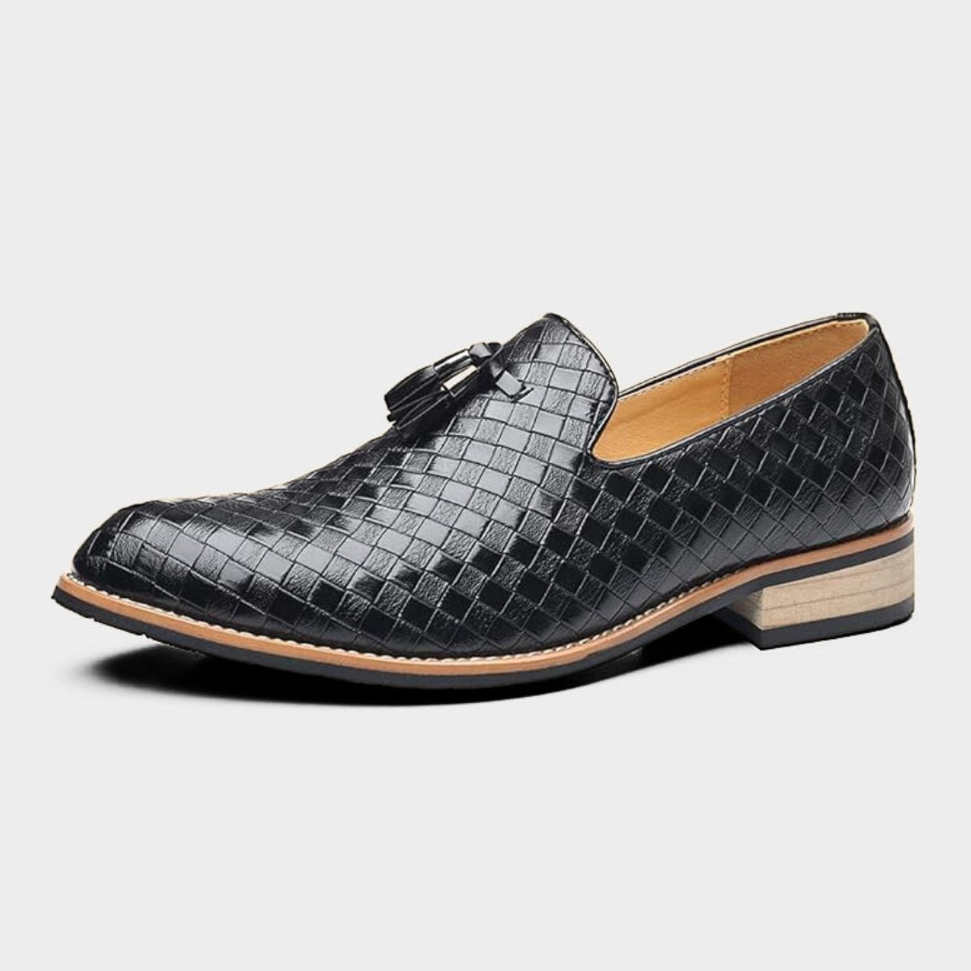 Classic Braided Leather Loafers with Tassel