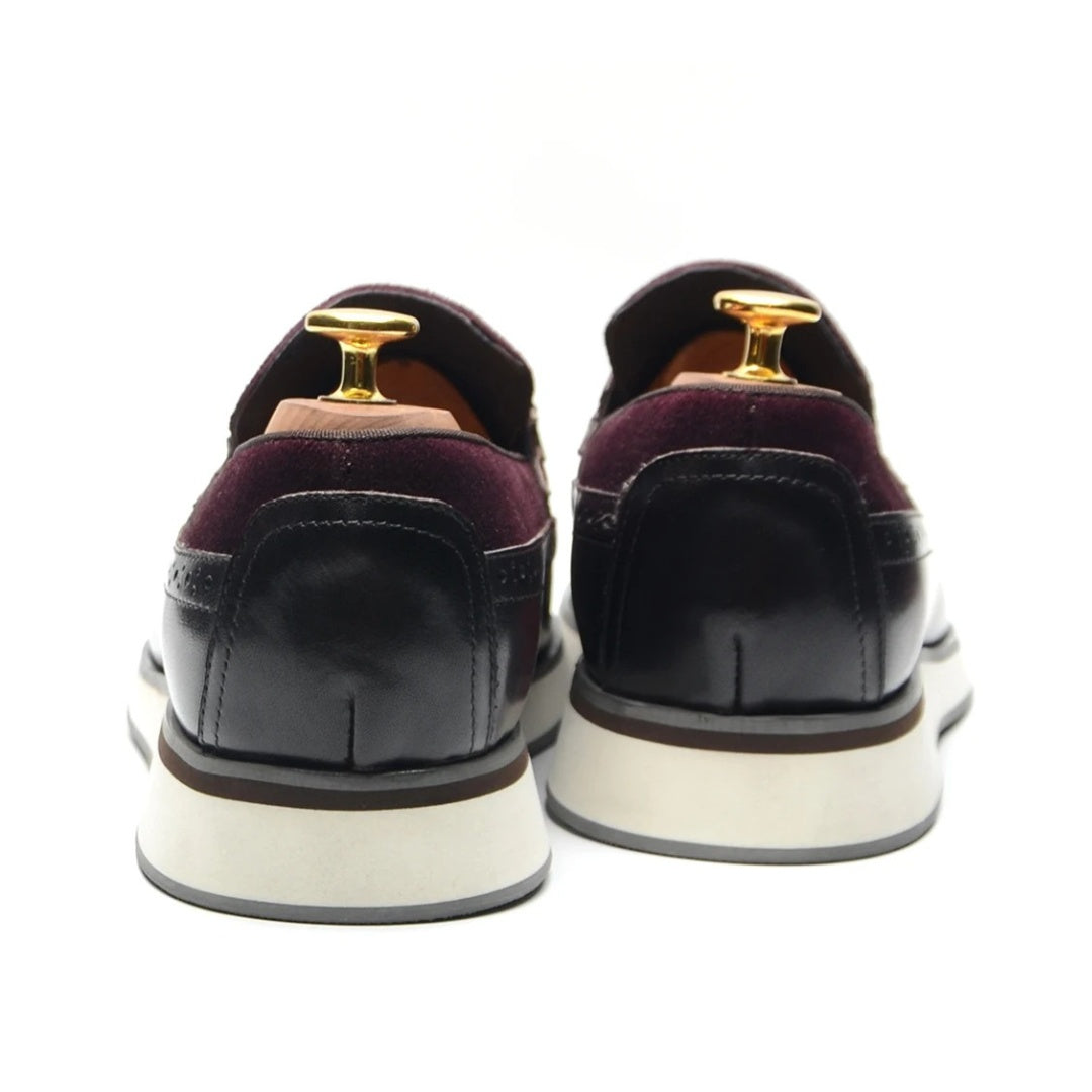 Smart Casual Wingtip Loafers with Fringed Strap and Lifted Hybrid Sole