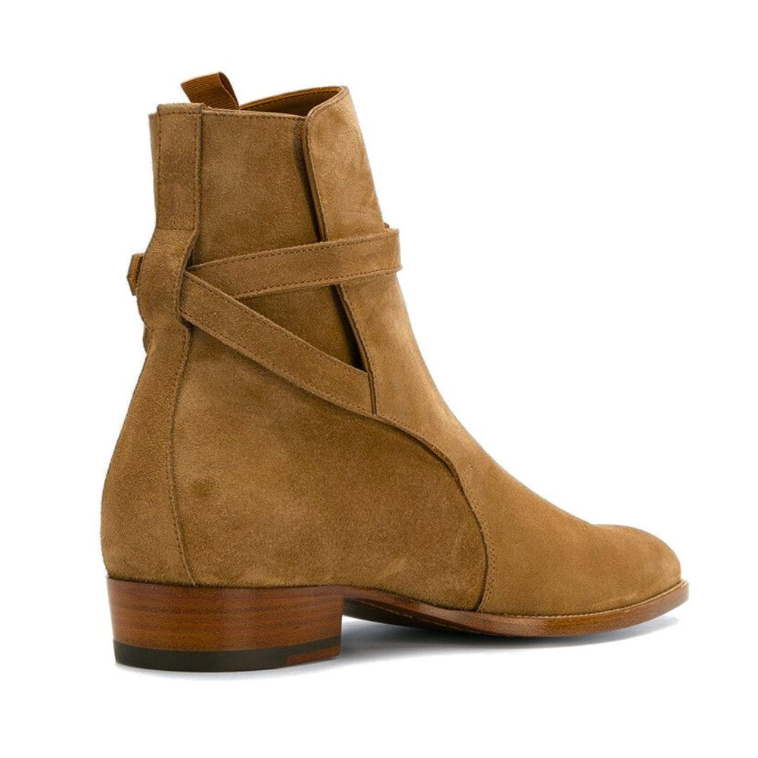 Suede Buckle Strap Ankle Boots