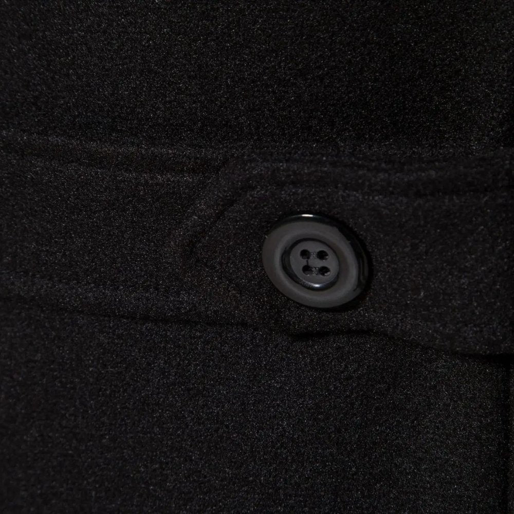 Long Wool-Blend Slim Fit Overcoat with Turn-Down Collar