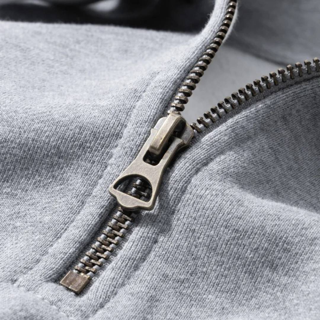 High-Collar Quarter-Zip Heavy Cotton Sweatshirt