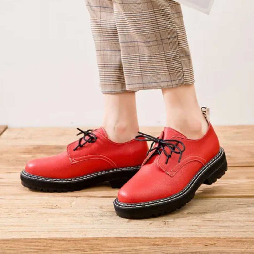 Leather Lace-Up Derby Shoes with Chunky Sole