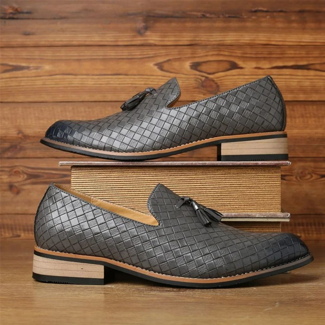 Classic Braided Leather Loafers with Tassel