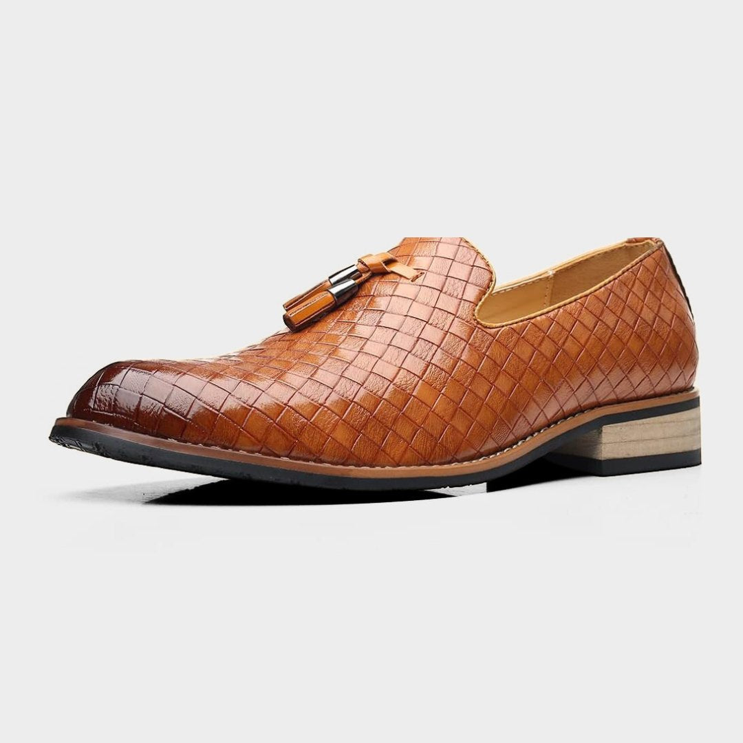 Classic Braided Leather Loafers with Tassel
