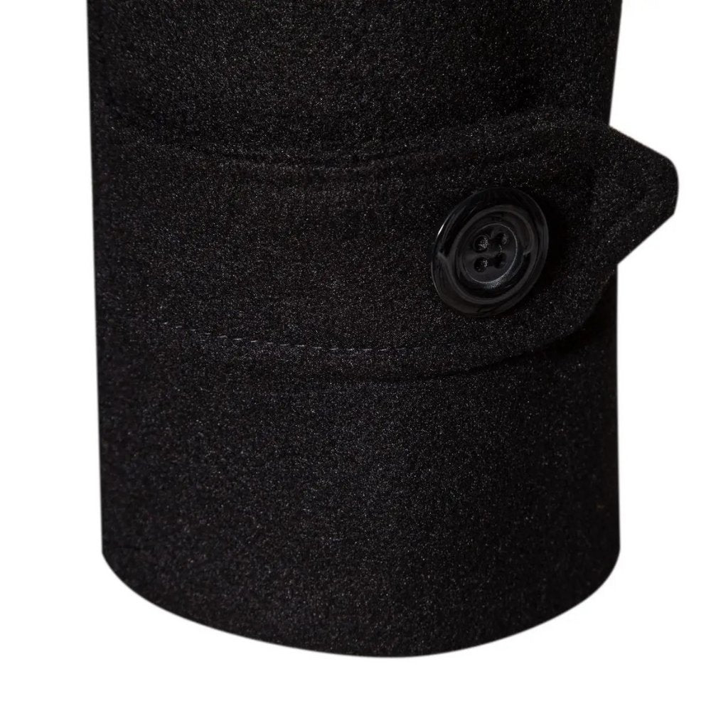 Long Wool-Blend Slim Fit Overcoat with Turn-Down Collar