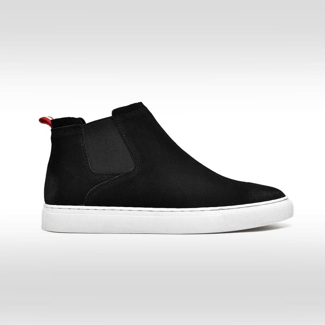 Black Suede Slip-On Chelsea Sneaker Boots