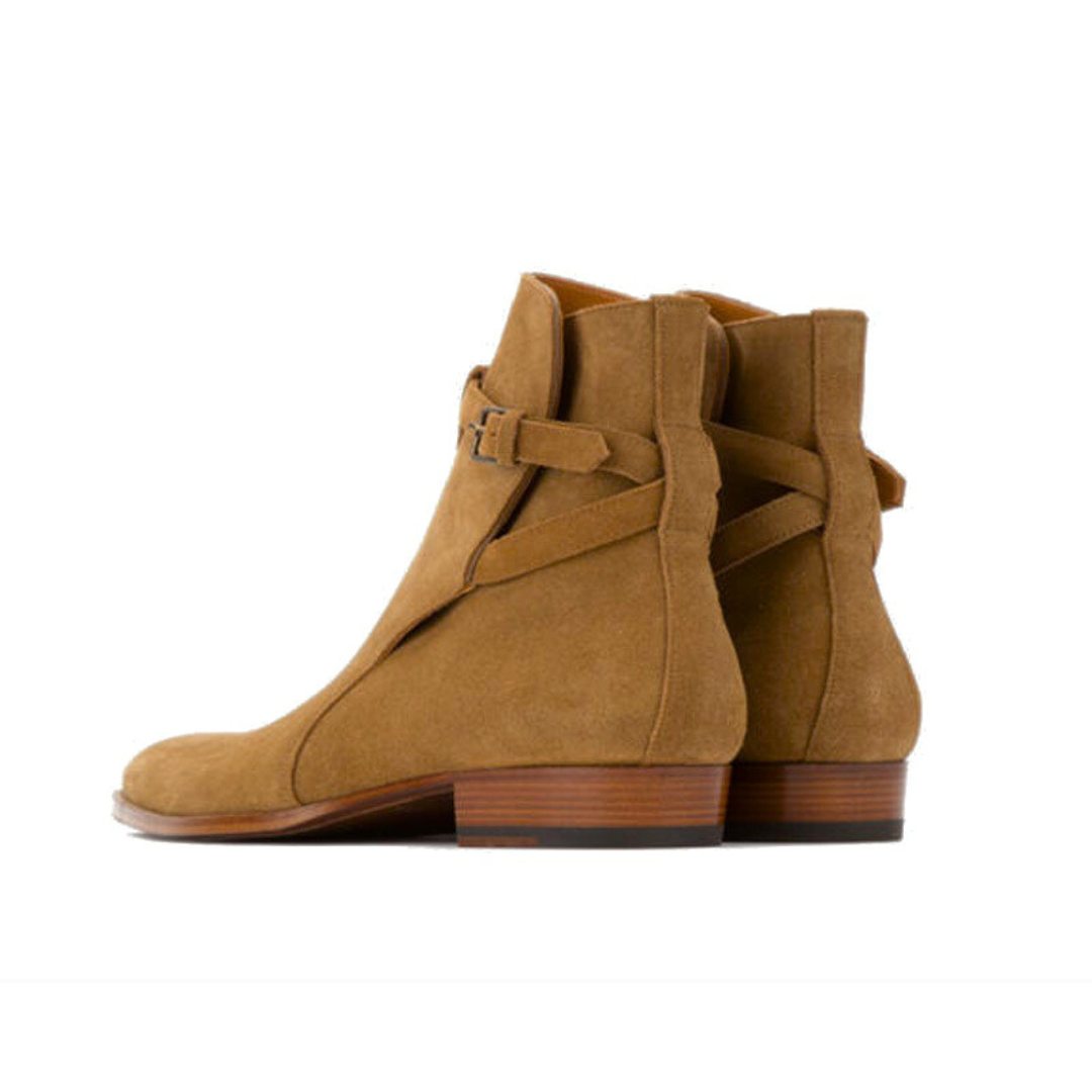 Suede Buckle Strap Ankle Boots