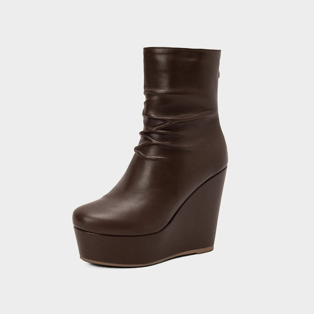 Minimalist Platform Ankle Boots with Wedge Platform Heel