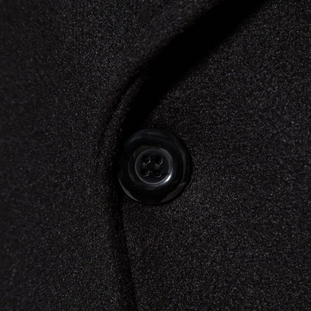 Long Wool-Blend Slim Fit Overcoat with Turn-Down Collar