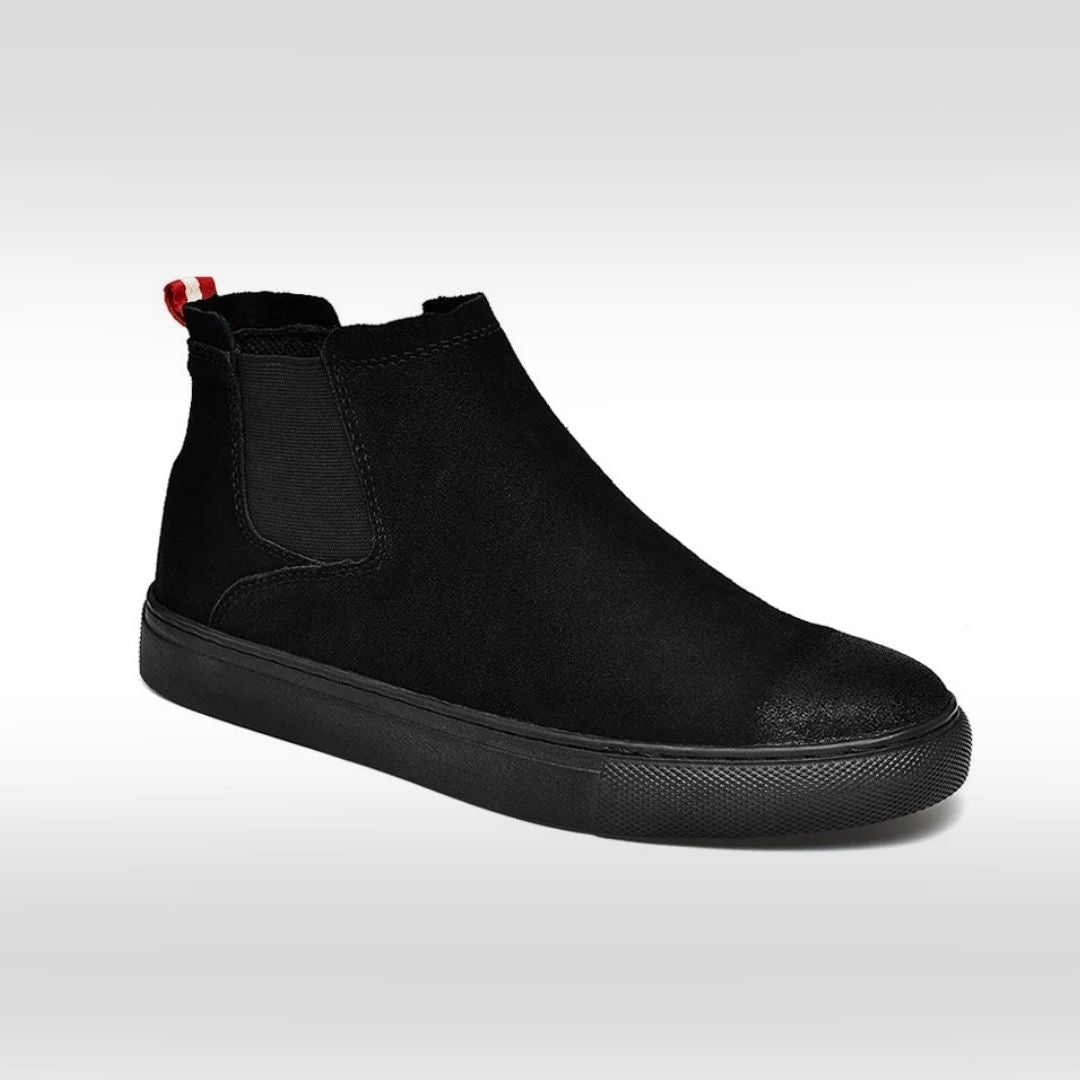Black Suede Slip-On Chelsea Sneaker Boots