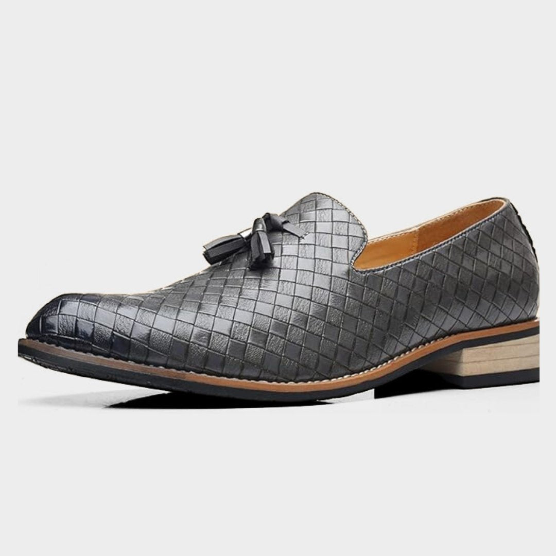 Classic Braided Leather Loafers with Tassel