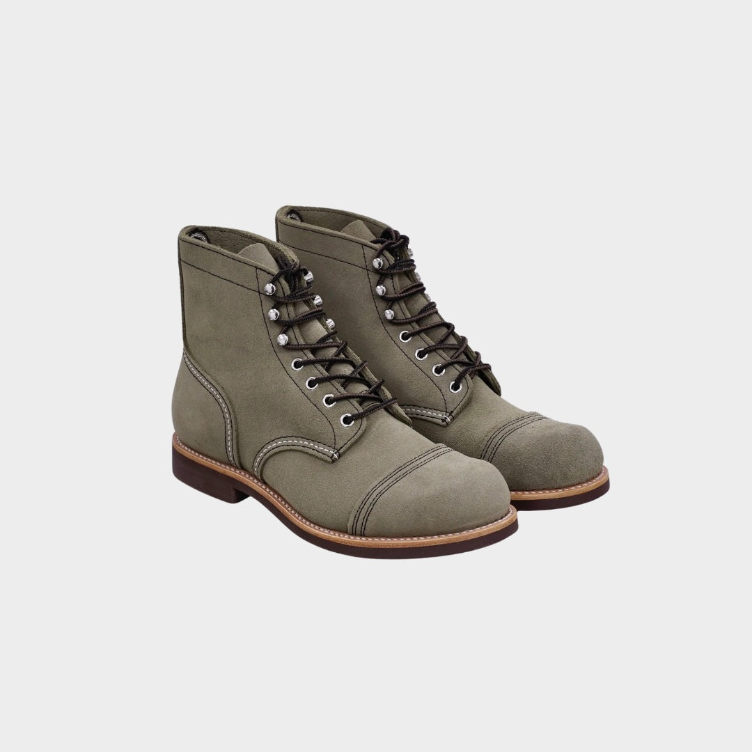 Leather Moc Toe Boots with Goodyear Welt and Rubber Sole