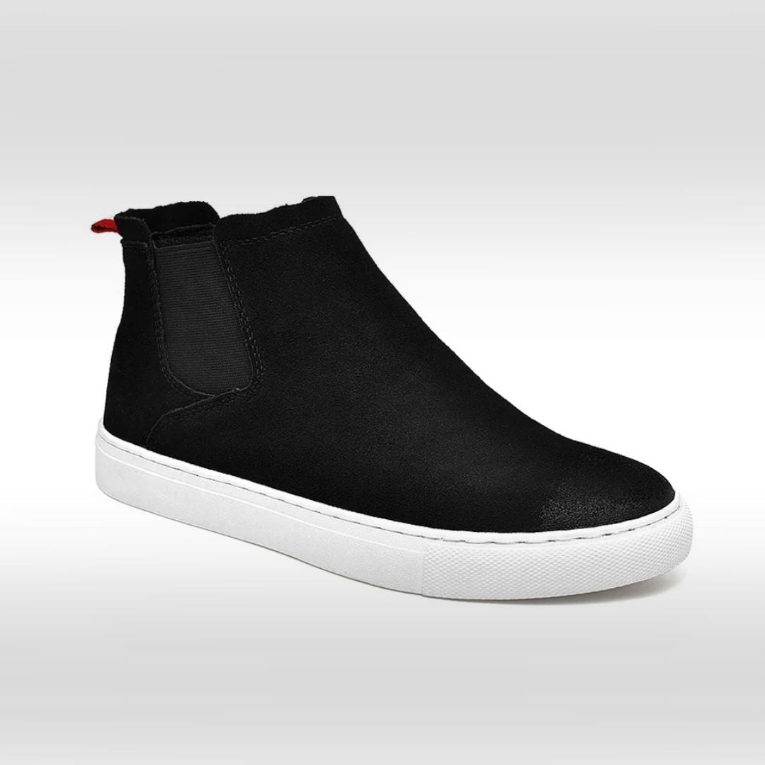 Black Suede Slip-On Chelsea Sneaker Boots