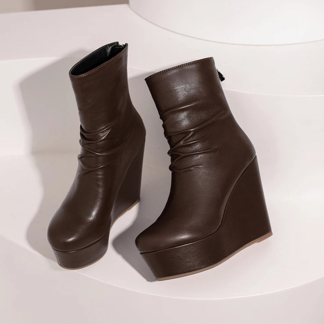 Minimalist Platform Ankle Boots with Wedge Platform Heel
