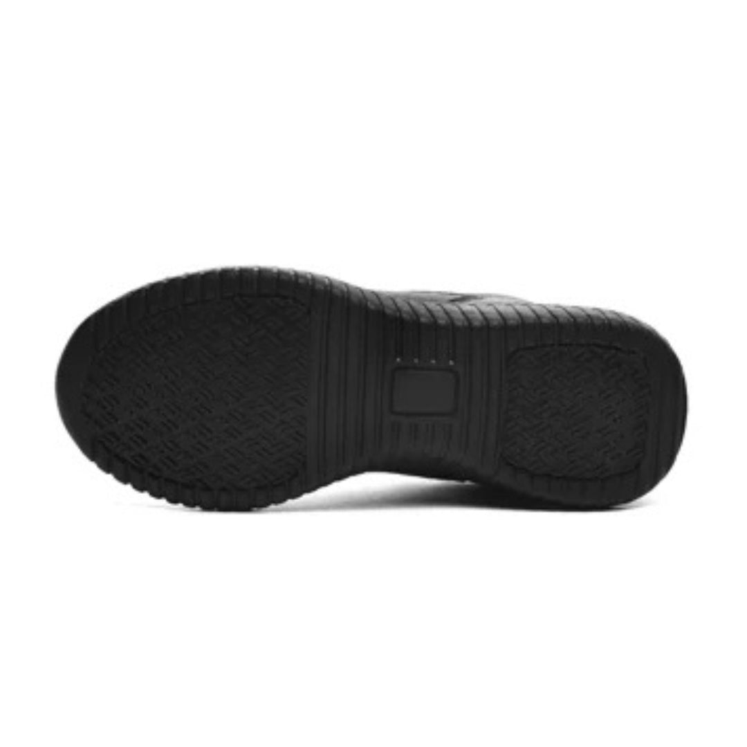 Black Leather-Effect Waterproof Non-Slip Smart Casual Trainers