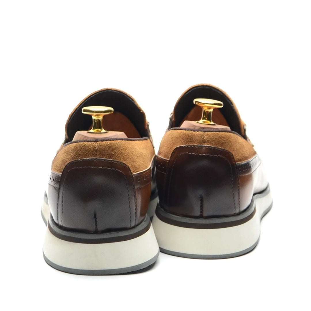 Smart Casual Wingtip Loafers with Fringed Strap and Lifted Hybrid Sole