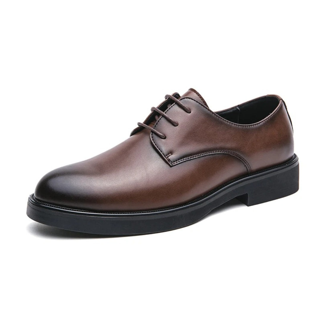 Leather Business Derby Dress Shoes with Platform Cushioned Support Sole