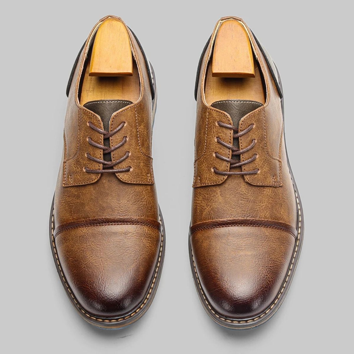 Rugged Leather Derby Shoes with Polished Finish