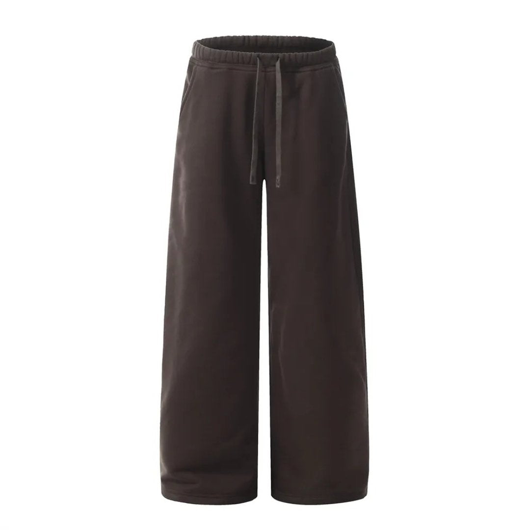 Fleece Sweatpants With Elastic Waist and Wide Legs