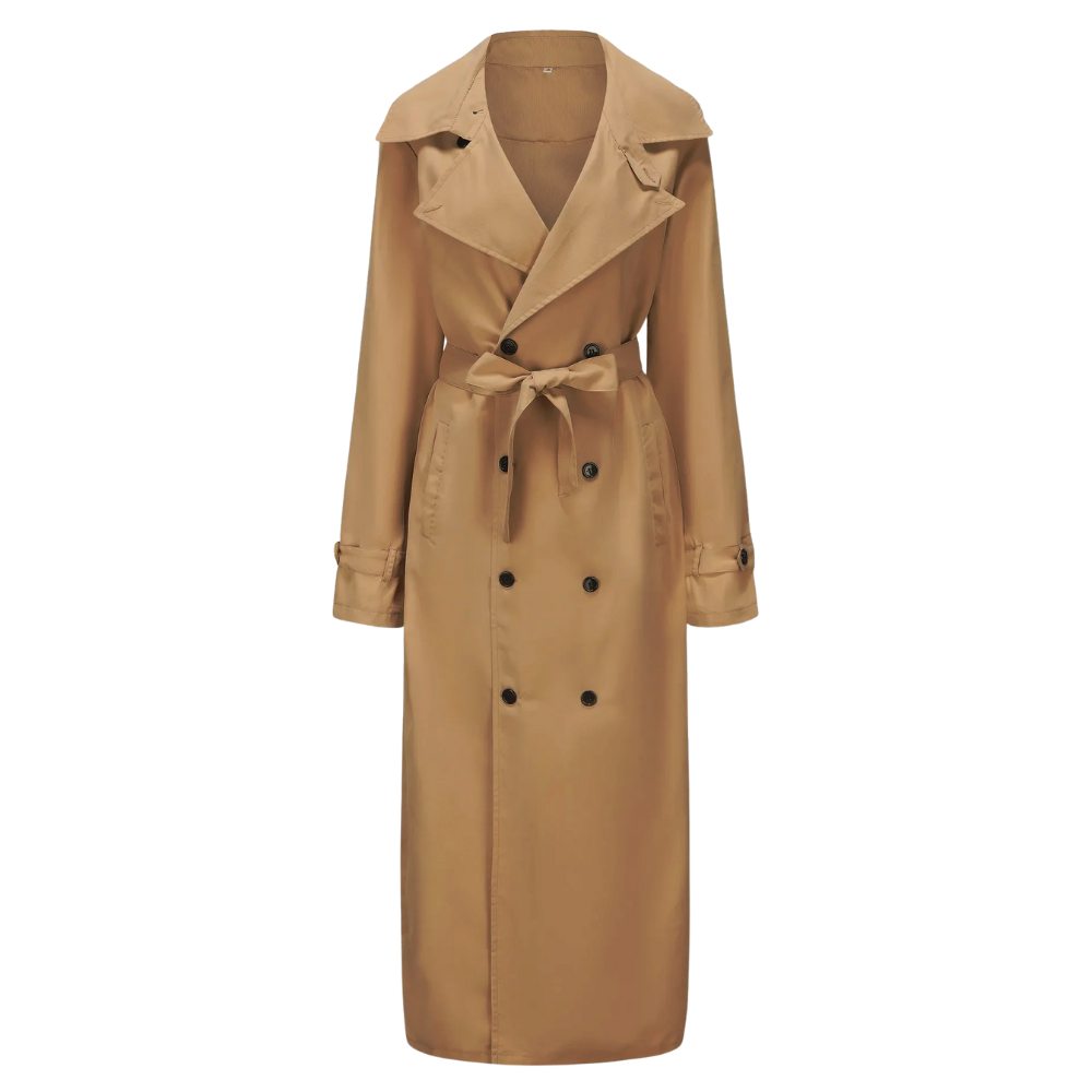 Long Lightweight Button Trench Coat with Belt
