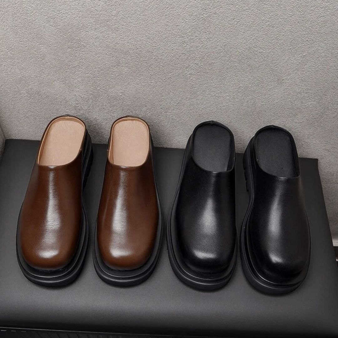 Leather Platform Mules