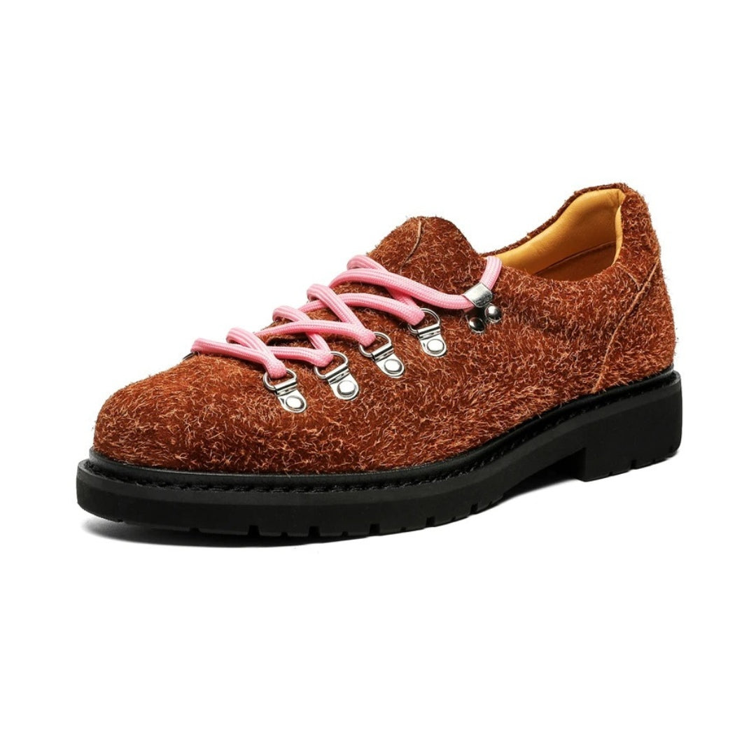 Suede Low-Top City Shoes with Contrast Laces and Chunky Sole