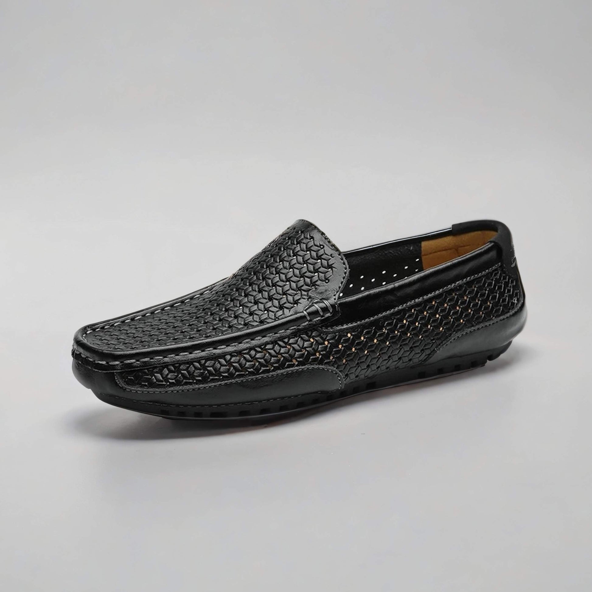Woven Leather Moccasin Loafers