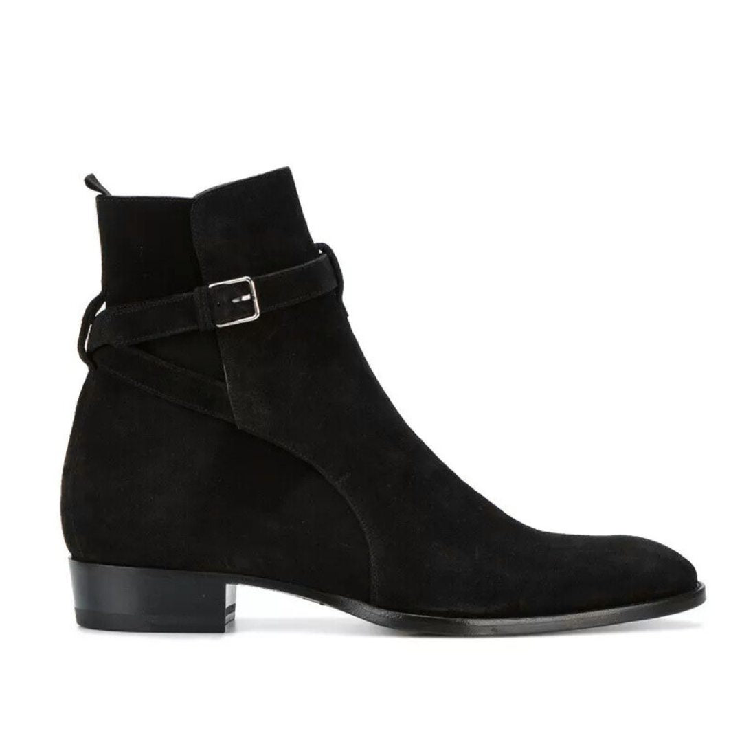 Suede Buckle Strap Ankle Boots