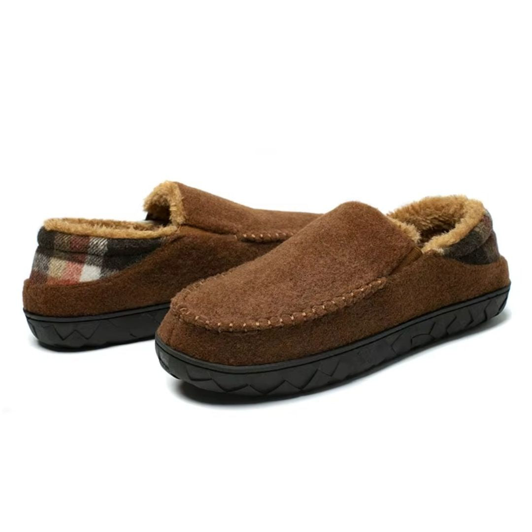Faux Shearling-Lined Moccasin Slippers