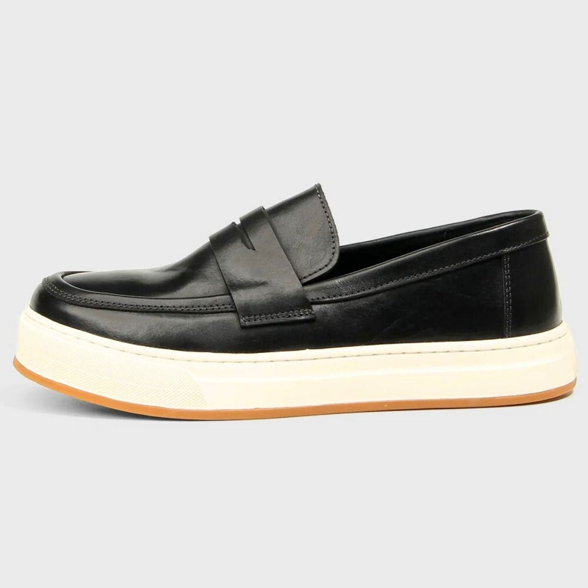 Polished Leather Slip On Trainers
