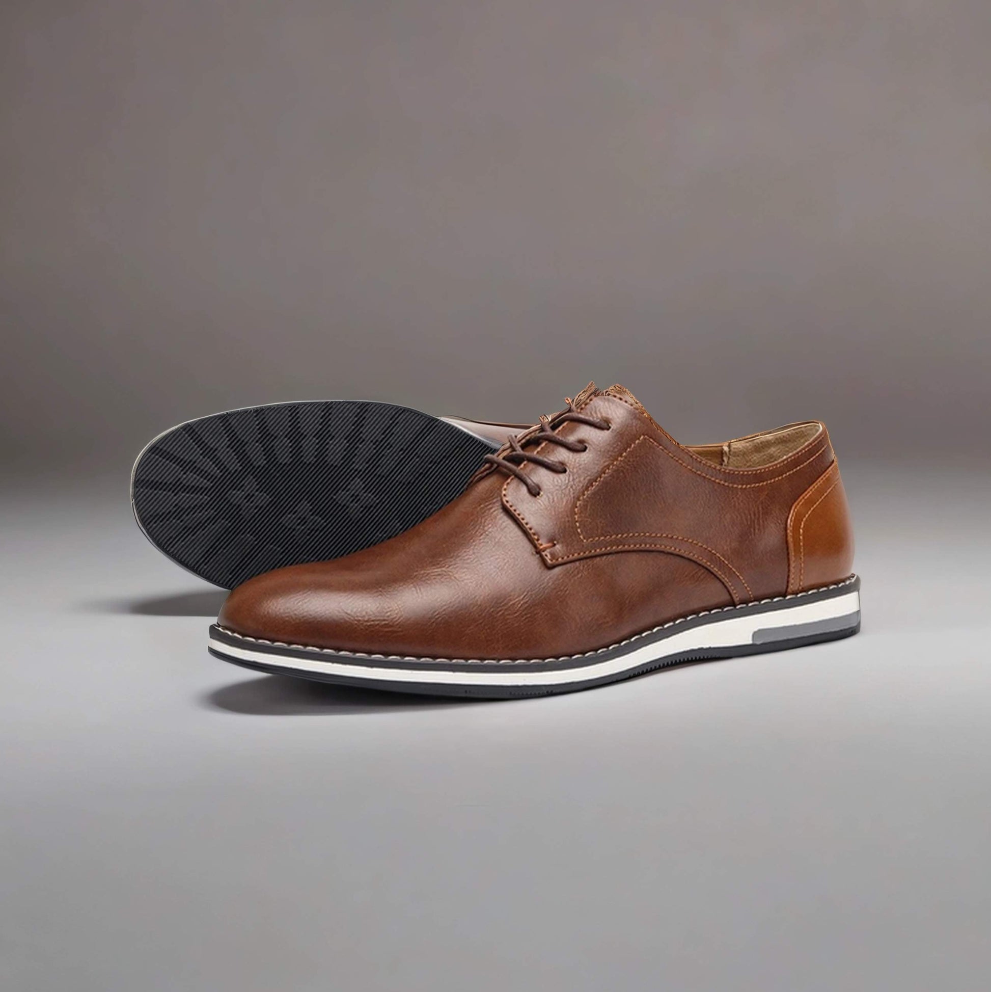Casual Brown Business Dress Shoes with White Sole